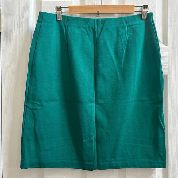 J Jill Kelly Green Ponte Knit Knee Length Stretchy Pencil Skirt Size Medium - Picture 2 of 6